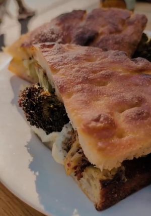 Focaccia brocolis at Matsa Caffè in Bordeaux