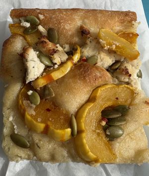 Delicata squash sheetza (so incredibly delicious, I went back for seconds) 🤍🌱  at Bolivar Bread Bakery in Harpers Ferry