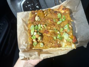 Vegan pumpkin coconut curry with cilantro and cashew 🤍🌱  at Bolivar Bread Bakery in Harpers Ferry