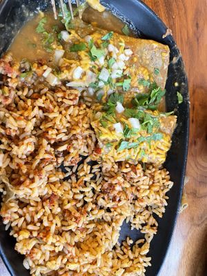 Bean enchiladas with yellow ricee  at El Cortijo Taqueria in Burlington