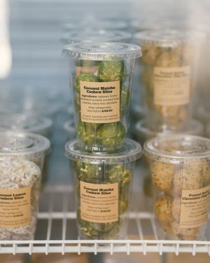 Raw energy bites (contains honey) at The Grass Stop Smoothie Bar in Bisbee