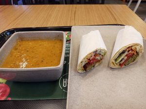 Soup and falafel wrap at Çosa in Istanbul