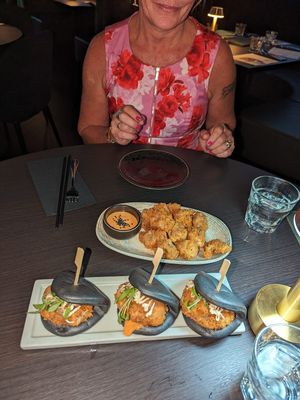 Vegan chicken bao  at Kiss & Tell in Melbourne