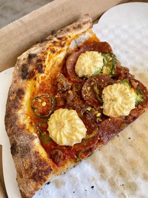 Vegan Stewart (jalapeño added). Even leftovers are amazing.  at Yukon Pizza in Las Vegas