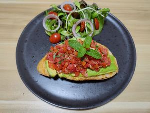 Tomato salsa+avocado. at Sunflower Smoothies and Coffee in Chiang Mai