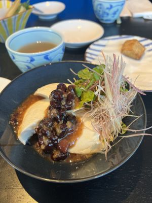 Tofu with soybean sauce  at Ginza Sanada Six in Tokyo