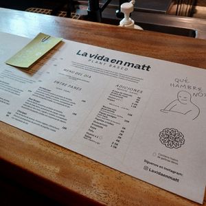 Menú at Cafė Mattelsa in Medellin