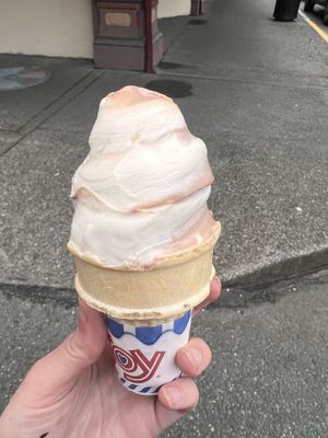 Vanilla and chocolate swirl soft serve!  at Jujus Iced Cream and Frozen Custard in Olympia