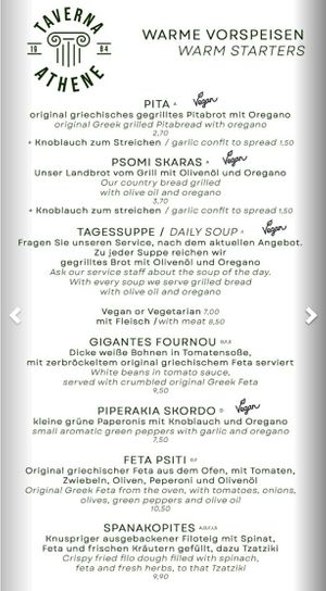 Vegan options at Taverna Athene in Berlin