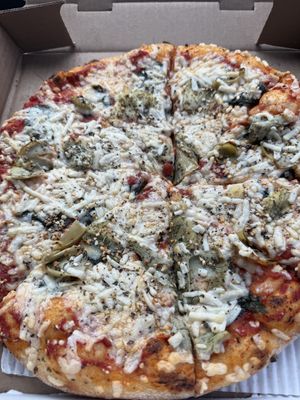 I opted for artichoke, basil, garlic with vegan cheese   at Acton Pizza in Acton