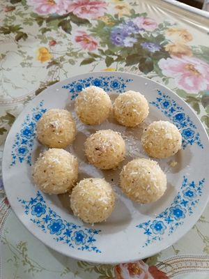 Coconut Ladoos. Deliciously sweet. at Veenus Cafe Pure Veg in Yerevan