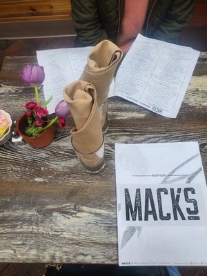 Menu at Mack's in Babylon
