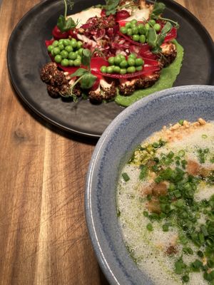 You have to try the vegan flamed cauliflower and the vegan truffle potato soup as starters. at Restaurant GENUSSWERKSTATT Einbeck in Einbeck