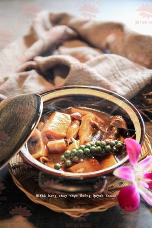 Quỳnh House chef recommendation dish - Vietnamese coconut blade braised with terminate mushroom. at Quynh House Vegetarian Dining in Ho Chi Minh City