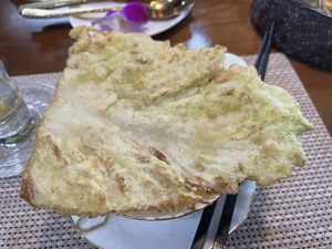 Deep fried lettuce 😂  at Quynh House Vegetarian Dining in Ho Chi Minh City