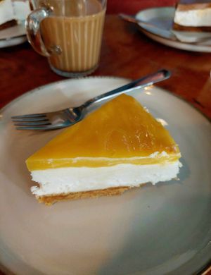 Passionfruit white chocolate cheesecake. at Full Soul Vegan in Stockholm