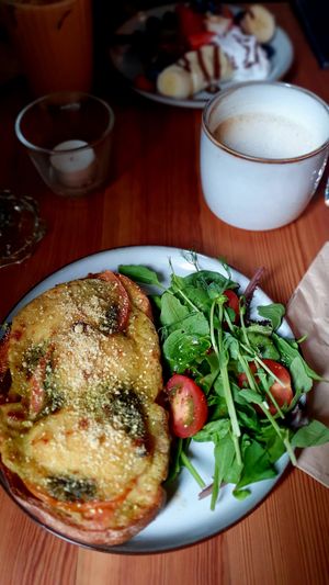 Cheese sandwich with tomatoes and pesto at Full Soul Vegan in Stockholm