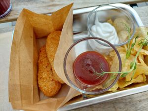 "Chicken" nuggets. at Full Soul Vegan in Stockholm