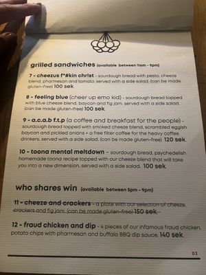 Menu   at Full Soul Vegan in Stockholm