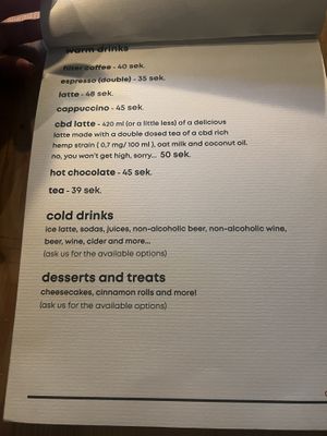 Menu  at Full Soul Vegan in Stockholm