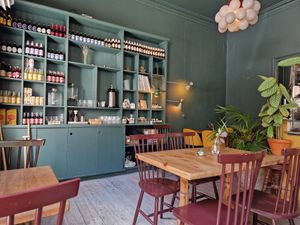 Inside the restaurant at Full Soul Vegan in Stockholm