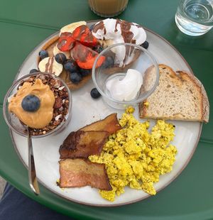 The plate with filter coffee included   at Full Soul Vegan in Stockholm