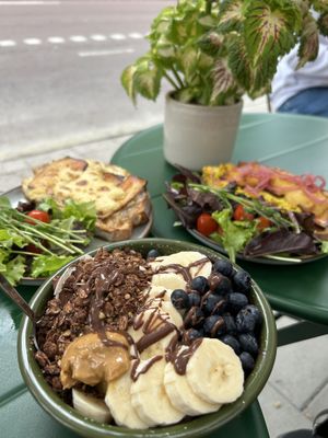Acai and two different toasts  at Full Soul Vegan in Stockholm