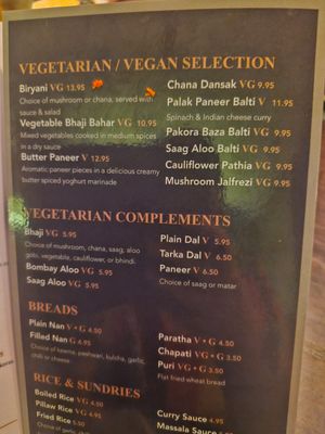 VG is vegan - menu at Taste of Asia in Newport