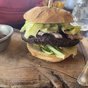Black bean burger 🍔   at Mako Premium Bar in Buenos Aires
