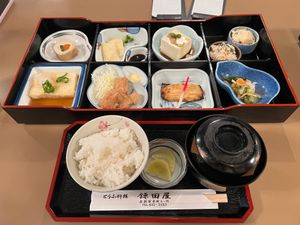 The Kamadaya set with different tofu dishes at Kamadaya in Okayama