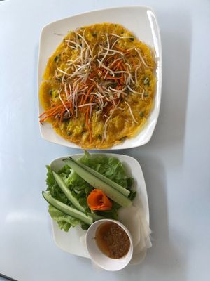 Roll your own - Vietnamese Pancake - MINH KIEN vegetarian restaurant, Hoi An at Minh Kien Vegetarian Restaurant in Hoi An