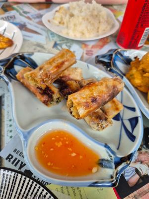 Spring rolls at Minh Kien Vegetarian Restaurant in Hoi An