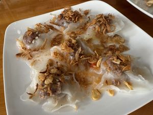 Rose Dumplings. We think it was taro on top and inside. Great flavor and texture    at Minh Kien Vegetarian Restaurant in Hoi An