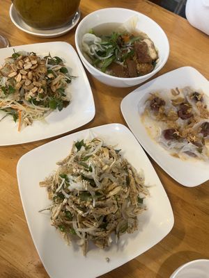 Papaya Salad, Tofu Skin Salad, Wonton Soup, Dumplings  at Minh Kien Vegetarian Restaurant in Hoi An