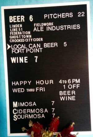 Drink menu. at Hella Vegan Eats in Oakland