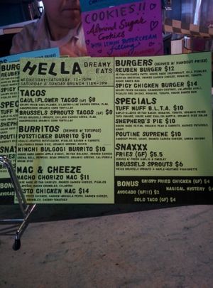 Today's menu at Hella Vegan Eats in Oakland