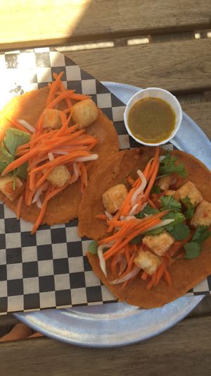 banh mi tacos at Hella Vegan Eats in Oakland
