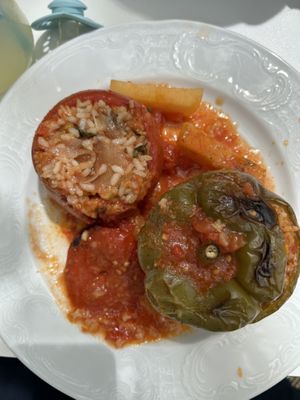 Stuffed veggies   at Platanos Cafe in Naxos