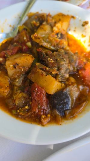 Briam - veggie meddley at Platanos Cafe in Naxos