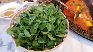 pea shoots at Spice World Hot Pot Melbourne in Melbourne