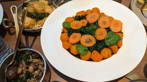 Cauliflower, Beluga lentils covered with kale and carrots,  mushrooms at Gordon Ramsay Hell's Kitchen in Washington