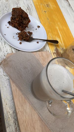 latte with almond milk, carrot muffin  at Soulscape Café in Koh Phangan