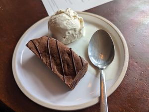 Vegan brownie at The Marlborough in Richmond