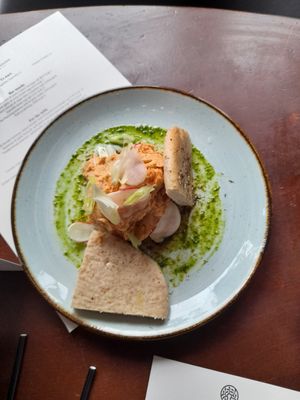 Hummus and pita bread at The Marlborough in Richmond