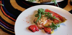 Leckere Rucola Pizza, mit veganen Käse.  at Dobra Karma in Katowice