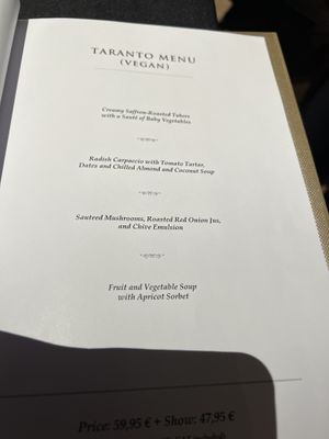 Menu  at Corral de la Moreria in Madrid