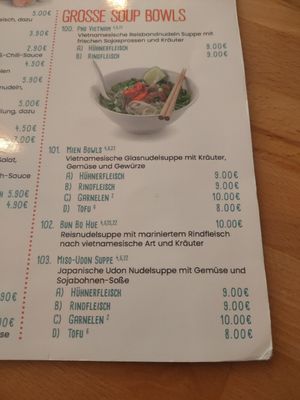 Menu at Emmy Asian Kitchen in Munich