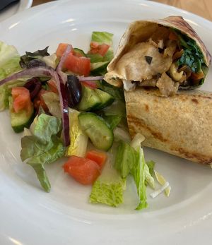 lavash veggie pita on GF Pita, and vegan greek salad.   at Pita Jungle - Arcadia in Phoenix