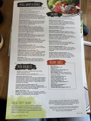 Vegan menu  at Pita Jungle - Arcadia in Phoenix