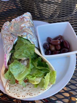 Falafel pita and olives  at Pita Jungle in Desert Ridge